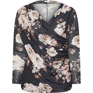 Yours Curve Yours Curve Blue London Floral Print Text Wrap Top