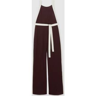 Reiss Reiss Burgundy/Cream Salma Petite Colourblock Wide Leg Belted Jumpsuit