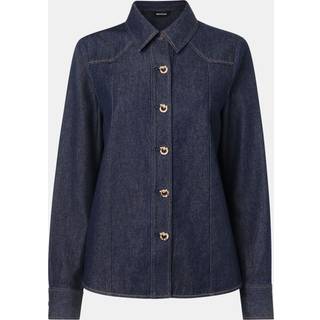 Whistles Whistles Blue Button Detail Cotton Shirt - 40