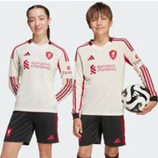 Liverpool FC 25/26 langærmet udebanetrøje i juniorstørrelse - Wonder White - 176