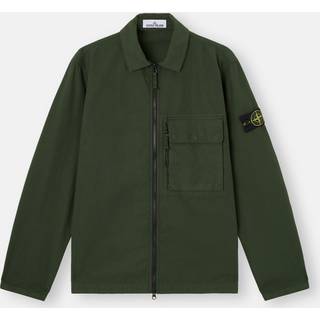 Stone Island Garment Dyed Organic Cotton Zip Overshirt Green