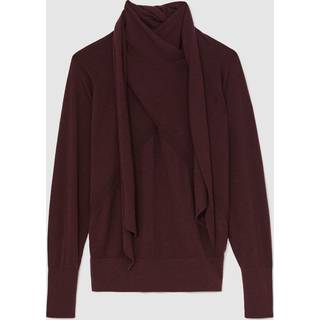 Reiss Reiss Burgundy Alexis Wool Scarf-Tie Draped Jumper