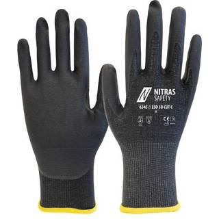 Nitras 6345 ESD handsker - Antistatiske nitril dyppede, strikkede handsker, skærefaste CUT C, touchskærm kompatibel