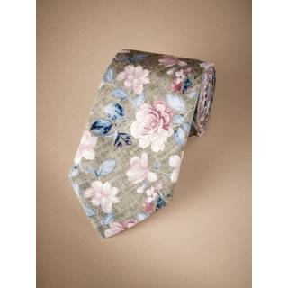 Next Neutral Brown/Pink Floral Signature Made In Italy Printed Paisley Tie