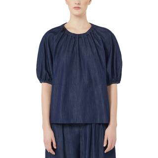 'S Max Mara Talia embellished cotton chambray top - blue - XL