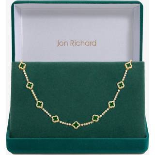 Jon Richard Jon Richard Gold Plated and Emerald Clover Necklace