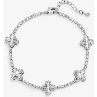 Jon Richard Jon Richard Rhodiumbelagt og Diamant Station Clover Armbånd