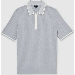 Reiss Reiss Soft Blue Jarvis Micro-Cable Half-Zip Polo Shirt - small