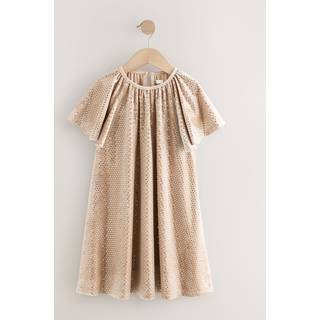 Next Gold Foil Spot Velour Dress (3-16yrs) - 14 Yrs