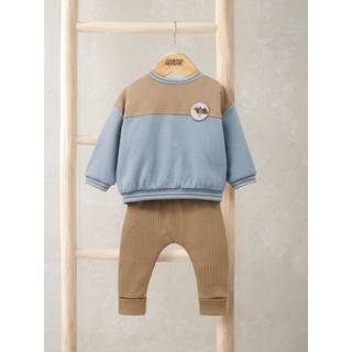 Mamas & Papas Mamas & Papas Colour Block Brown Sweatshirt & Leggings Set