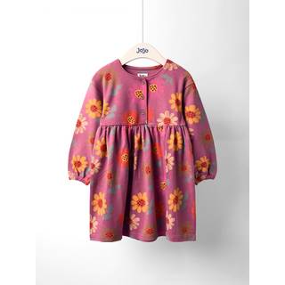 Jojo Maman Bébé JoJo Maman Bébé Plum Pink Autumn Floral Button Front Printed Dress - 116-122cm (6-7 Years)