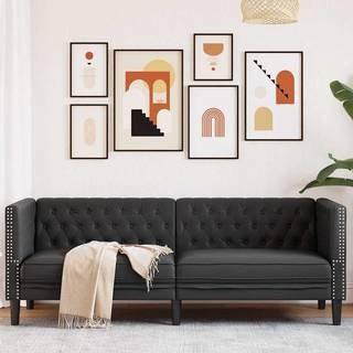 Chesterfieldsofa Argyle Sort 194 x 74.5 x 70.5 cm Kunstlæder