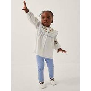 Monsoon Monsoon Natural Baby Embroidered Blouse & Leggings Set