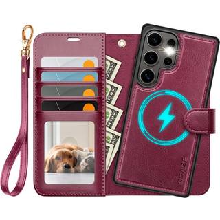 OCASE til Samsung Galaxy S25 Ultra aftageligt pungetui med kortholder [2 i 1] PU-lder Flip Folio-etui med RFID-blokeringsstativ Hndledsrem Std