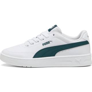 PUMA Court Classic Clean Sneakers Youth, Shoes, White/Green Terrain, 35.5