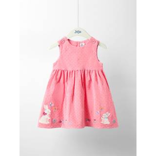 Jojo Maman Bébé JoJo Maman Bébé Pink Bunny Appliqué Cord Dress - 3-4 Yrs