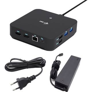 i-tec USB-C DP Dual HDMI Docking Station with Power Delivery 100 W + Universal Charger 100W Ledningsført USB 3.2 Gen 2 (3.1 Gen 2) Type-C Sort