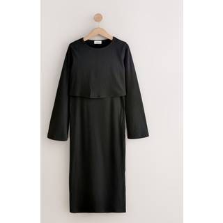 Next Black Maternity Long Sleeve Nursing Shelf Dress - 48