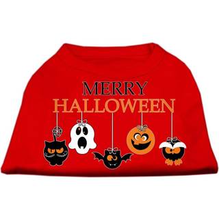 Merry Halloween Screen Print Dog Shirt Red SM