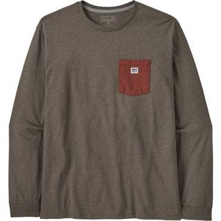 Patagonia L/S Shop Sticker Pocket Responsibili-Tee Longsleeve Herrer størrelse S farve brun