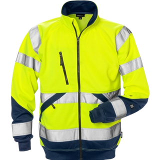 Fristads 126534 Hi Vis sweat jakke kl.3 7426 SHV / Arbejdsjakke Hi-Vis gul/Marine XS