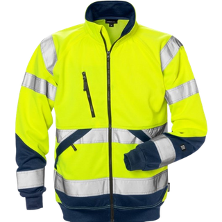 Fristads 126534 Hi Vis sweat jakke kl.3 7426 SHV / Arbejdsjakke Hi-Vis gul/Marine 2XL