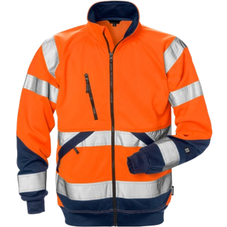 Fristads 126534 Hi Vis sweat jakke kl.3 7426 SHV / Arbejdsjakke Hi-Vis Orange/Marine M