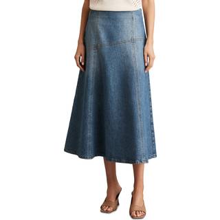 Reiss Reiss Indigo Fee Denim Panelled Midi Skirt - 34