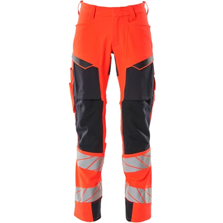 MASCOT ACCELERATE SAFE arbejdsbukser med knælommer, hi-vis rød/mørk antracit - 82C48