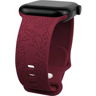 Lyfatz Flower indgraverede b?nd kompatible med Apple Watch Band 42 44 45 49mm Kvinder Blomsterlaser Soft Silicone Vandt?t Sport Strap Replacement