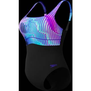 Women's Shaping Printed Contour Eclipse Swimsuit Black/Purple