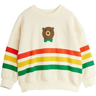 Mini Rodini GOTS Bear Stribet Sweatshirt Offwhite  Offwhite 104/110 cm  Hvid  104/110 cm  mand