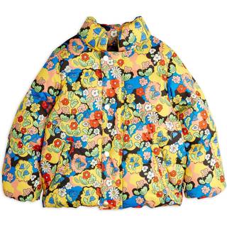 Mini Rodini City Puffer Vinterjakke Med Multifarvet Blomster Og Høj Krave - Str. 8-9y 128/134cm
