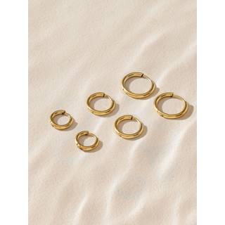 Next Gold Tone Stainless Steel Graduated Huggie Hoop Earrings 3 Pack