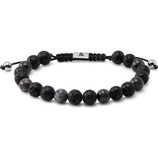 Sanatio | 8 mm Lavasten & Sort Labradorit Sten Armbånd