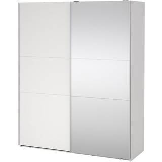 Como Garderobeskab 1 skydelåge +1 Skydelåge med spejl 180 x 220 cm - Hvid