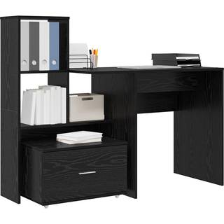 Bord Med Skuffe Sort Eg 131,5 X 50 X 106,5 Cm Konstrueret Træ