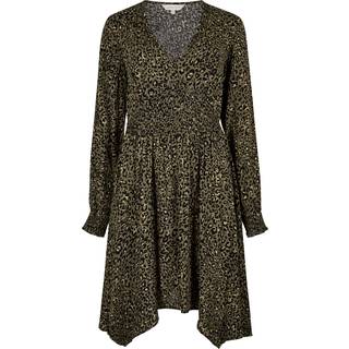 Apricot Apricot Leopard Smock Waist Hanky Hem Dress - 36