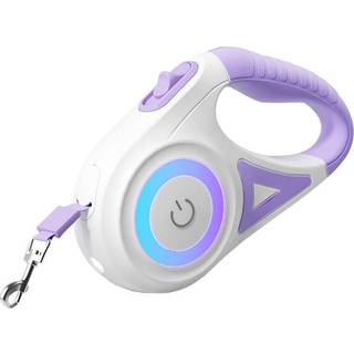 Rojeco Automatisk Indtrækkelig Hundesnor med LED - 5m - Hvid / Lilla