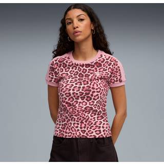 PUMA T7 Leo Luxe Slim Tee Women, Clothing, Poised Pink/Ruby Shimmer, XS