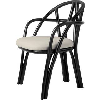 Gubi Bistra Spisebordsstol Med Armlæn Ebony Painted Rattan/Fustagno Limonta 001