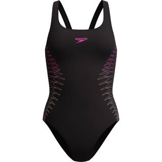 Women's Placement Muscleback Swimsuit Black/Orange