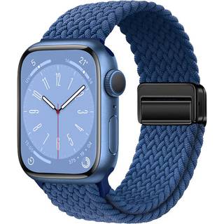 Apple Watch (42/44/SE/45/46/49mm) Nylon Rem Lippa - Magnetisk Lås - Blå