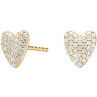 Joanli Nor RISANOR hjerte ørestikker i forgyldt sølv m. zirkonia