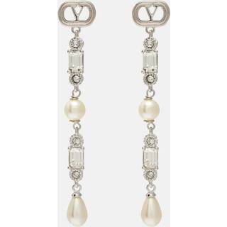 Valentino Ovalette VLogo SwarovskiÂ®-embellished drop earrings - silver - One Size