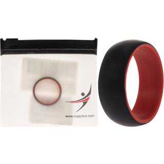 Silikone bryllup 2-lags kuppelring - r?d-sort fra ROQ til m?nd - 12 mm ring