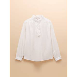 Joules Joules Melanie White Cotton Ruffle Blouse