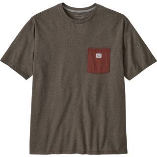 Patagonia Shop Sticker Pocket Responsibili-Tee T-shirt Herrer størrelse XL farve brun