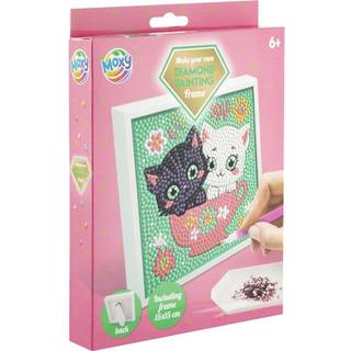 Diamond Painting med ramme 15 x 15 cm – sæt med to katte i kop