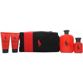Ralph Lauren Polo Red Gavesæt 125ml EDT + 40ml EDT + 50ml Aftershave Balm + 50ml Hår og Krops Sæbe + Toilet Taske